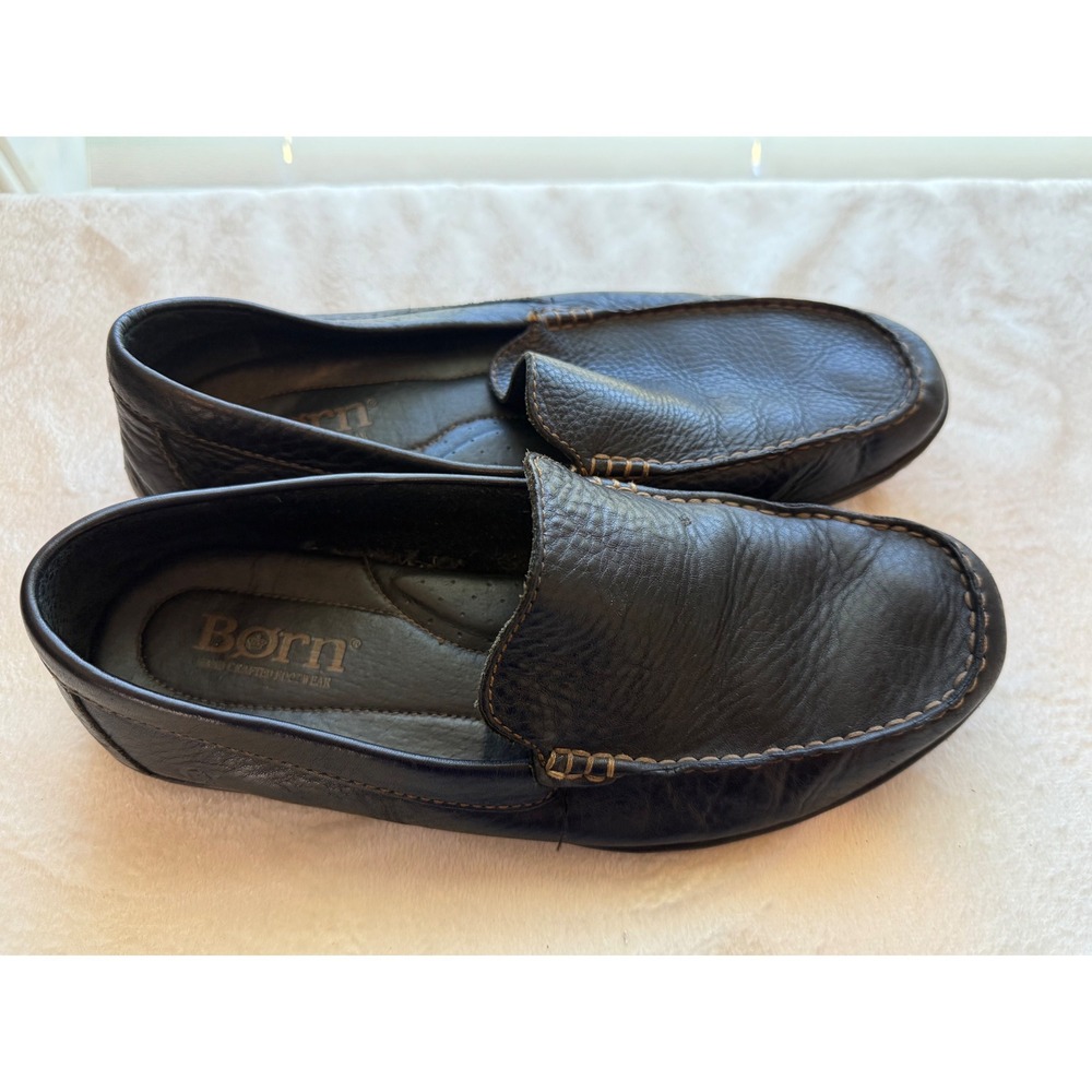 Born Loafers Men's 11 Black Leather Moc Toe Casual Comfort Slip-On